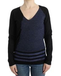 CoSTUME NATIONAL - Striped V-neck Sweater Black Sig12050 - Lyst