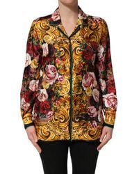 Dolce & Gabbana - Multicolor Floral Long Sleeves Button Down Shirt Top - Lyst