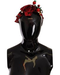 Dolce & Gabbana - Red Tiara Berry Fruit Crystal Bow Hair Diadem Headband Silk - Lyst