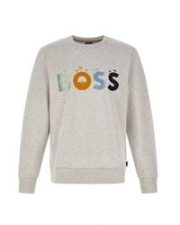 BOSS - Elegant Round Neck Cotton Sweatshirt - Lyst