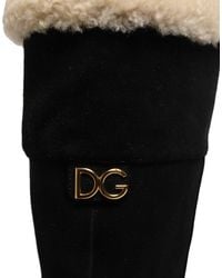 Dolce & Gabbana - Black Suede Leather Knee High Boots Shoes - Lyst