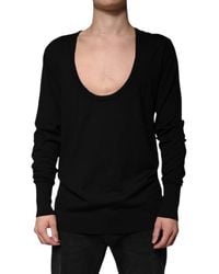 Dolce & Gabbana - Black Wool Round Neck Pullover Sweater - Lyst
