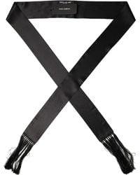 Dolce & Gabbana - Men Black Satin Silk Fringed Neck Shawl Scarf - Lyst