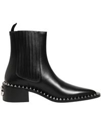 Dolce & Gabbana - Black Studded Chelsea Short Ankle Boots Shoes - Lyst