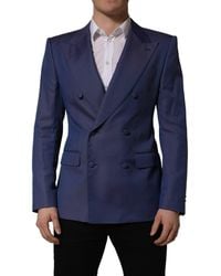 Dolce & Gabbana - Blue Wool Double Breasted Men Blazer Jacket - Lyst