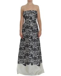 Dolce & Gabbana - Floral Lace Silk Corset Maxi Dress - Lyst