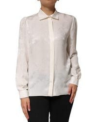 Dolce & Gabbana - White Silk Long Sleeves Collared Shirt Top - Lyst