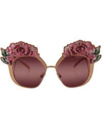 Dolce & Gabbana - Gold Rose Sequin Embroidery Dg2202 Sunglasses - Lyst