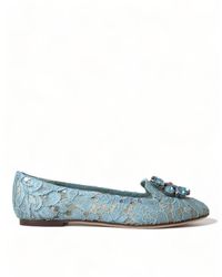 Dolce & Gabbana - Blue Vally Taormina Lace Crystals Flats Shoes - Lyst