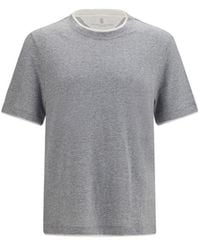 Brunello Cucinelli - Gray Cotton T - Lyst