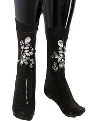 Dolce & Gabbana - Stretch Floral Clear Crystal Socks - Lyst