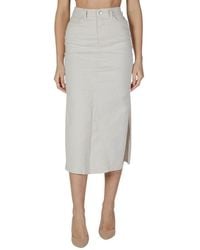VILA CLOTHES - Cream Cotton Long Skirt - Lyst