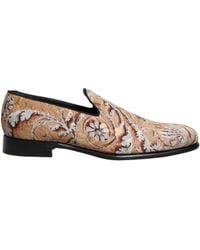 Dolce & Gabbana - Beige Brocade Men Slip On Dress Loafers Shoes - Lyst