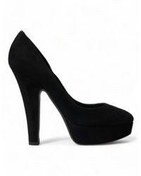 Dolce & Gabbana - Black Suede Leather Platform Heel Pumps Shoes - Lyst