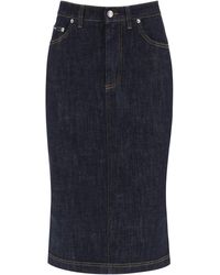 Dolce & Gabbana - Denim Pencil Skirt - Lyst