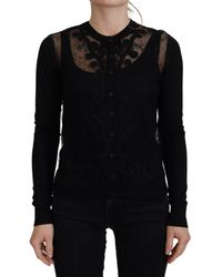 Dolce & Gabbana - Elegant Floral Lace Cardigan Sweater - Lyst