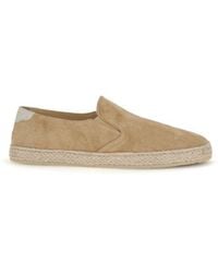 Brunello Cucinelli - Beige Calf Leather Bos Taurus Espadrilles - Lyst