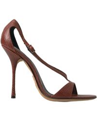 Dolce & Gabbana - Brown Leather High Heels Sandals Shoes - Lyst