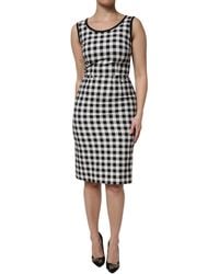 Dolce & Gabbana - White Black Checkered Sleeveless Sheath Dress - Lyst