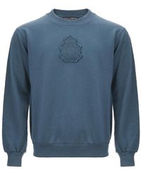 Dolce & Gabbana - Cotton Round Neck Sweatshirt With Front Attached Logo - Lyst