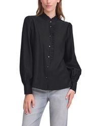 Ichi - Black Viscose Blouse - Lyst