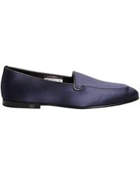 Dolce & Gabbana - Blue Satin Logo Slip On Flats Loafers Shoes - Lyst