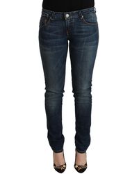 Acht - Blue Washed Cotton Slim Fit Denim Low Waist Jeans - Lyst