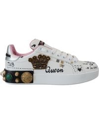 Dolce & Gabbana - Queen Crown Chic Leather Sneakers - Lyst