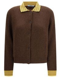Prada - Brown Cashmere Cardigan - Lyst