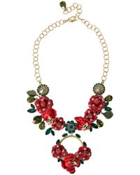 Dolce & Gabbana - Brass Link Chain Rose Petal Crystal Pendant Necklace - Lyst