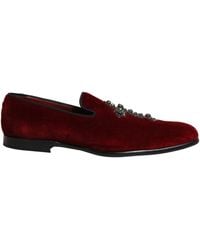 Dolce & Gabbana - Maroon Suede Cross Slip On Dress Loafers Shoes - Lyst