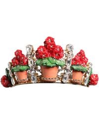 Dolce & Gabbana - Floral Flowerpot Crystal Crown Tiara Headband - Lyst