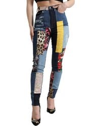 Dolce & Gabbana - Patchwork Grace Skinny Denim Jeans - Lyst