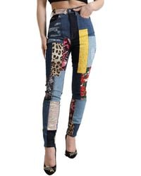Dolce & Gabbana - Multicolor Patchwork Grace Skinny Denim Jeans - Lyst