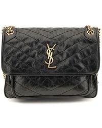 Saint Laurent - Black Calf Leather Bos Taurus Shoulder Bag - Lyst