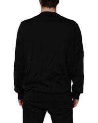 Dolce & Gabbana - Black Graphic Logo Crew Neck Wool Pullover Sweater - Lyst