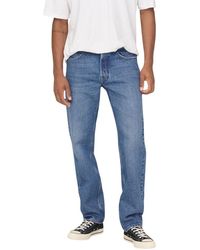 Only & Sons - Blue Cotton Relaxed Fit Jeans - Lyst