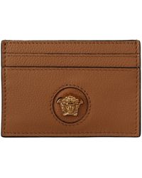 Versace - Brown Calf Leather Card Holder Wallet - Lyst