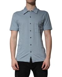 Dolce & Gabbana - Blue Cotton Button Down Casual Men Polo Shirt - Lyst