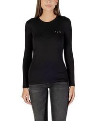 ARMANI EXCHANGE - Black Cotton Long Sleeve T - Lyst