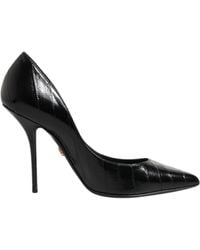 Dolce & Gabbana - Black Leather Stiletto High Heels Pumps Shoes - Lyst