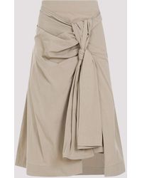 Bottega Veneta - Sand Compact Knot Cotton Midi Skirt - Lyst