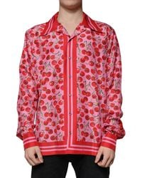 Dolce & Gabbana - Pink Cherry Silk Button Down Casual Shirt - Lyst