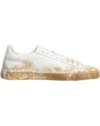Dolce & Gabbana - White Leather Paint Effect Low Top Sneakers Shoes - Lyst