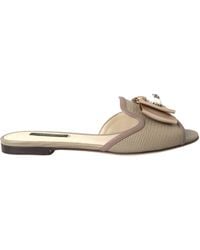 Dolce & Gabbana - Logo Pearl Flats Sandals Slides Shoes - Lyst