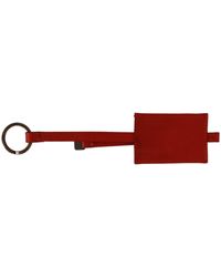 CoSTUME NATIONAL - Red Leather Branded Logo Keyring Keychain - Lyst
