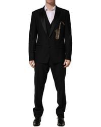 Dolce & Gabbana - Black Wool Silk Saxophone Slim Fit 3pc Suit - Lyst