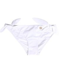 Dolce & Gabbana - Nylon Dg Logo Plaque Bikini Bottom Swimwear Elastane Clothing - Lyst