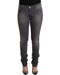 Acht - Dark Gray Washed Cotton Denim Skinny Jeans - Lyst