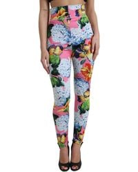 Dolce & Gabbana - Multicolor Floral High Waist Leggings Pants - Lyst